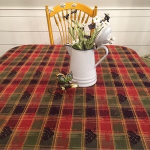 Harvest season pumpkin jacquard tartan plaid cotton tablecloth red wine…
